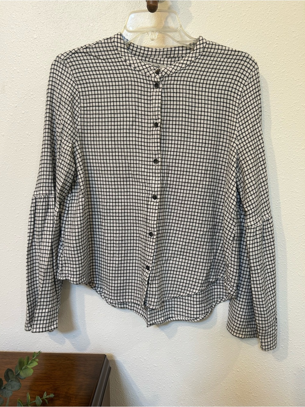 Madewell Black & White Grid Button-Down Blouse